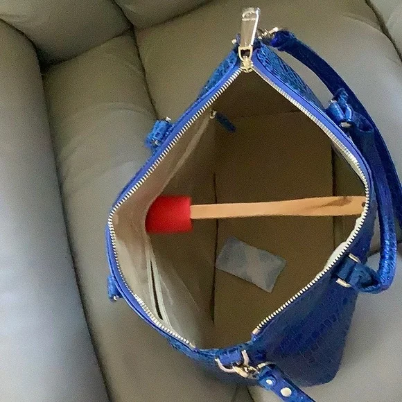 Brahmin Blue Embossed Shoulder Bag - Picture 4 of 5